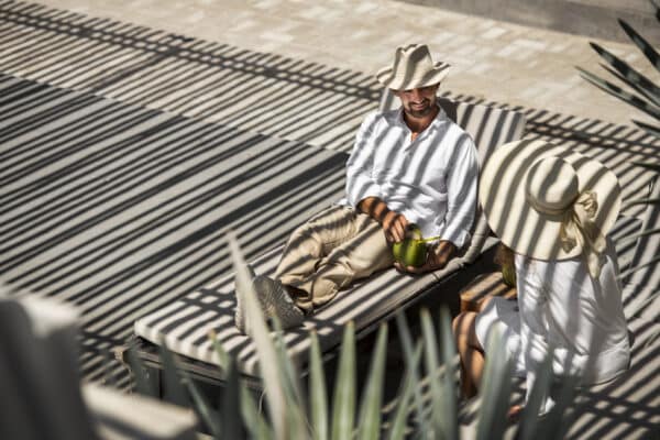 Shade on terrace created with trellises