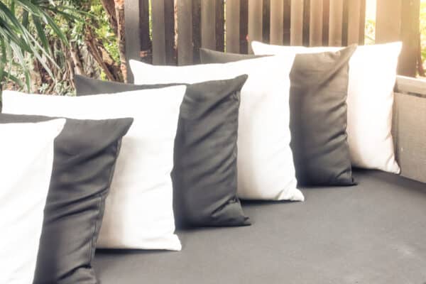 Patio sofa with cushions